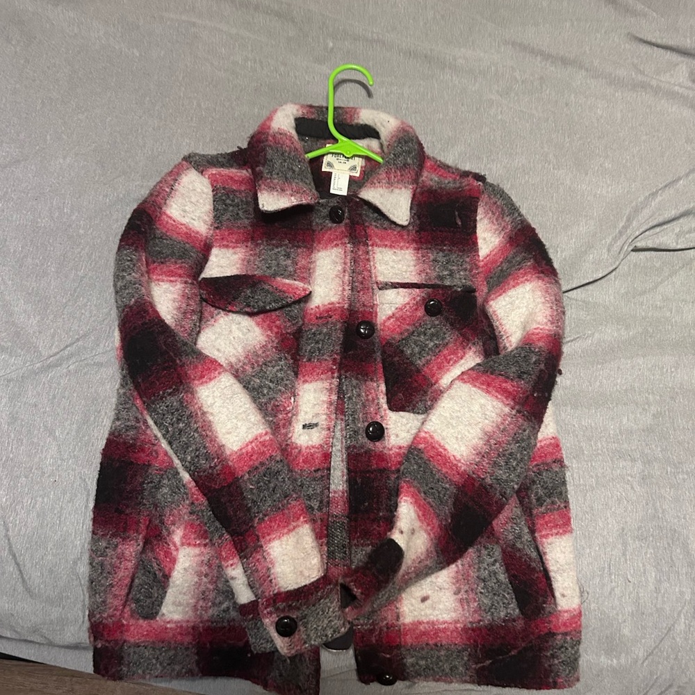 Forever 21 Red and Gray Wool-Blend Jacket